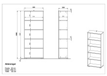 Bücherregal >M-416< (BxHxT: 80x200x40 cm) in anthrazit - 80x200x40cm (BxHxT)