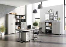 Aktenschrank >M-416< (BxHxT: 80x200x40 cm) in grau | anthrazit