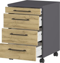 Rollcontainer >M-416< (BxHxT: 42x61x49 cm) in anthrazit | hellbraun