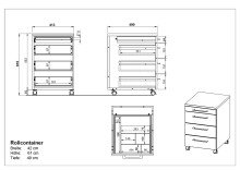 Rollcontainer >M-416< (BxHxT: 42x61x49 cm) in grau | anthrazit