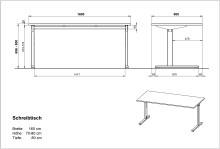 Schreibtisch >M-416< (BxHxT: 160x80x80 cm) in grau | silber - 160x80x80 (BxHxT)