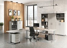 Schreibtisch >M-416< (BxHxT: 80x80x80 cm) in grau | silber - 80x80x80cm (BxHxT)