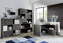 Schreibtisch >M-411< (BxHxT: 120x76x120 cm) in anthrazit | braun