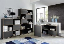Schreibtisch >M-411< (BxHxT: 120x76x120 cm) in anthrazit | braun