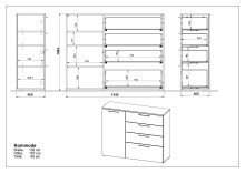 Sideboard >M-403< (BxHxT: 135x107x40 cm) in weiss - 135x107x40cm (BxHxT)