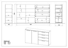 Sideboard >M-403< (BxHxT: 186x107x40 cm) in weiss - 186x107x40cm (BxHxT)