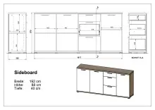 Sideboard >M-395< (BxHxT: 192x88x40 cm) in braun -...