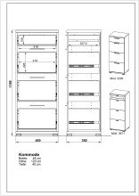 Kommode >M-395< (BxHxT: 48x120x40 cm) in braun - 48x120x40cm (BxHxT)