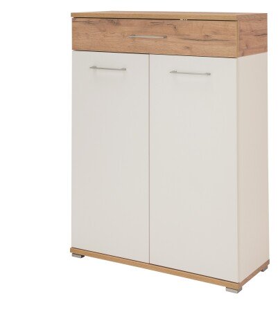 Kommode >M-407< (BxHxT: 89x118x37 cm) in weiss | braun - 89x118x37cm (BxHxT)