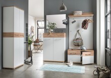 Kommode >M-407< (BxHxT: 89x118x37 cm) in weiss | braun - 89x118x37cm (BxHxT)