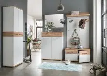 Kommode >M-407< (BxHxT: 89x118x37 cm) in weiss | braun - 89x118x37cm (BxHxT)