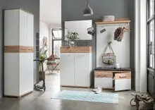 Kommode >M-407< (BxHxT: 89x118x37 cm) in weiss | braun - 89x118x37cm (BxHxT)