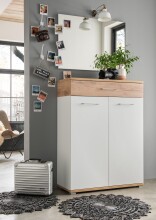 Kommode >M-407< (BxHxT: 89x118x37 cm) in weiss | braun - 89x118x37cm (BxHxT)