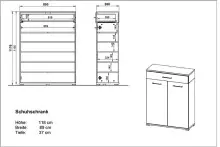 Kommode >M-407< (BxHxT: 89x118x37 cm) in weiss | braun - 89x118x37cm (BxHxT)