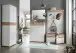 Kommode >M-407< (BxHxT: 89x118x37 cm) in weiss | braun - 89x118x37cm (BxHxT)