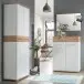 Kommode >M-407< (BxHxT: 89x118x37 cm) in weiss | braun - 89x118x37cm (BxHxT)