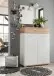 Kommode >M-407< (BxHxT: 89x118x37 cm) in weiss | braun - 89x118x37cm (BxHxT)