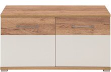 Schuhbank >M-407< (BxHxT: 96x51x40 cm) in weiss | braun - 96x51x40cm (BxHxT)