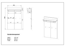 Garderobenpaneel >M-407< (BxHxT: 96x147x29 cm) in weiss | braun