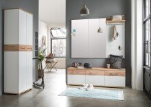 Garderobenschrank >M-407< (BxHxT: 59x199x40 cm) in weiss | braun