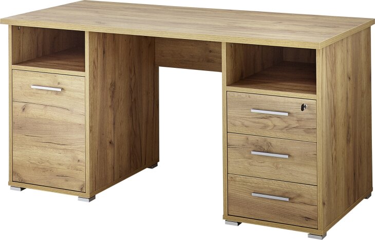 Schreibtisch >HOME DESK< in Plankeneiche Nachbildung - 159x75x70cm (B,  299,95 €