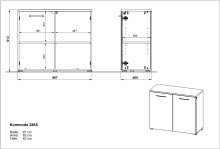 Kommode >M-400< (BxHxT: 97x82x40 cm) in anthrazit - 97x82x40cm (BxHxT)