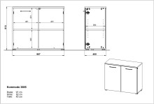Kommode >M-400< (BxHxT: 97x82x40 cm) in weiß - 97x82x40cm (BxHxT)
