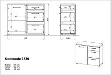 Kommode >M-400< (BxHxT: 97x82x40 cm) in weiß - 97x82x40cm (BxHxT)