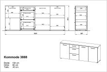 Sideboard >M-400< (BxHxT: 194x82x40 cm) in weiß - 194x82x40cm (BxHxT)
