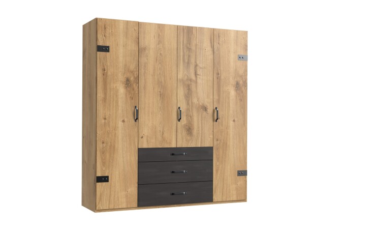 Kleiderschrank >Detroit< (BxHxT: 200x216x58 cm) in Plankeneiche