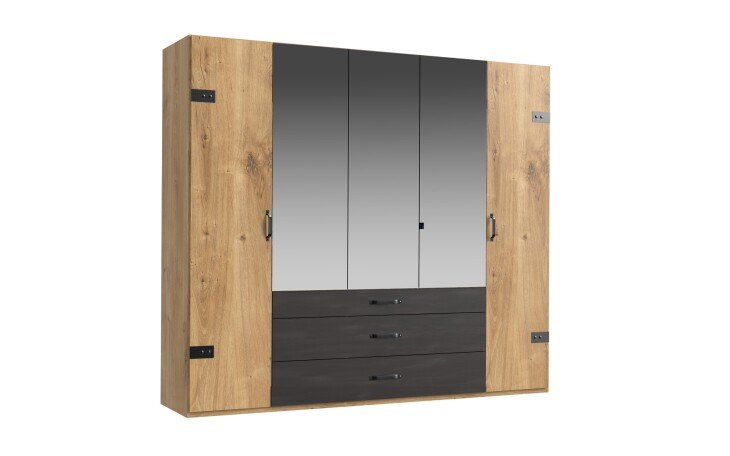 Kleiderschrank >Detroit< (BxHxT: 250x216x58 cm) in Plankeneiche
