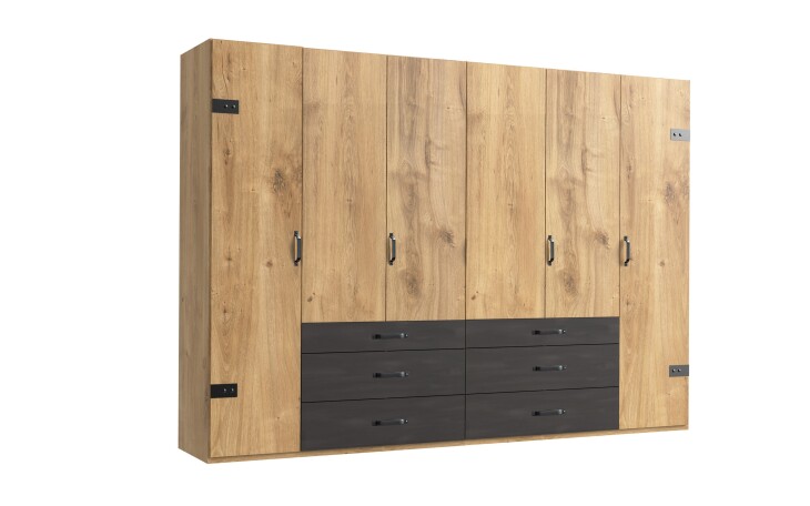 Kleiderschrank >Detroit< (BxHxT: 300x216x58 cm) in Plankeneiche