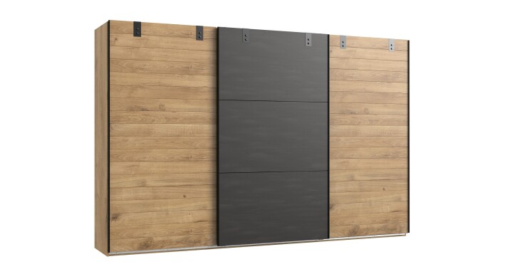 Schwebetürenschrank >Detroit< (BxHxT: 300x218x65 cm) in Plankeneiche