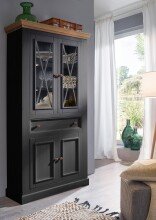 Vitrine >WZ-0133< (BxHxT: 109x208x42 cm) in grau...