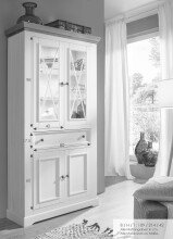 Vitrine >WZ-0133< (BxHxT: 109x208x42 cm) in grau aus Kiefer - 109x208x42 (BxHxT)