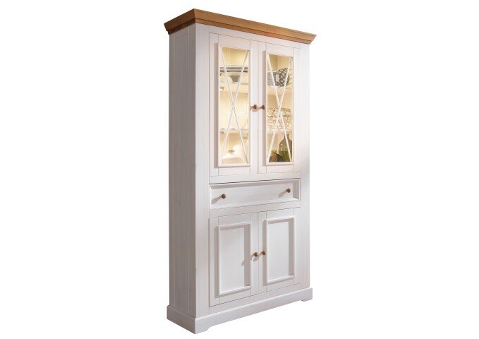 Glasvitrine >WZ-0133< (BxHxT: 105x214x42 cm) in weiß - 105x214x42 (BxHxT)