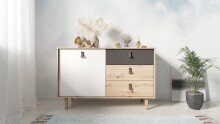 Sideboard >BILL< (BxHxT: 120x77x37 cm) in Eiche/Artisan - 120x77x37cm (BxHxT)