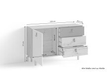 Sideboard >BILL< (BxHxT: 120x77x37 cm) in Eiche/Artisan - 120x77x37cm (BxHxT)