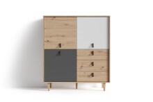 Highboard >BILL< (BxHxT: 120x135x37 cm) in Eiche/Artisan - 120x135x37cm (BxHxT)