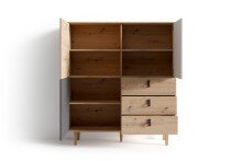Highboard >BILL< (BxHxT: 120x135x37 cm) in Eiche/Artisan - 120x135x37cm (BxHxT)