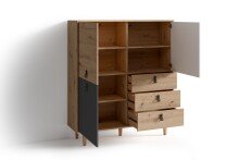 Highboard >BILL< (BxHxT: 120x135x37 cm) in Eiche/Artisan - 120x135x37cm (BxHxT)
