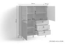 Highboard >BILL< (BxHxT: 120x135x37 cm) in Eiche/Artisan - 120x135x37cm (BxHxT)