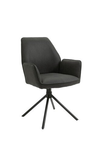 Stuhl >BLAIR< (2er-Set) in schwarz aus Microfaser - 57x89x61cm (BxHxT)