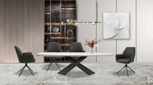 Stuhl >BLAIR< (2er-Set) in schwarz aus Microfaser - 57x89x61cm (BxHxT)