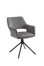 Stuhl >ELEONORE< (2er-Set) in grau aus Cord -...