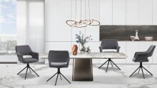 Stuhl >ELEONORE< (2er-Set) in grau aus Webstoff - 57x84x61cm (BxHxT)