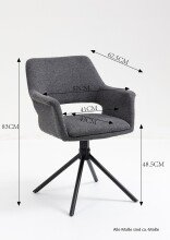 Stuhl >ELEONORE< (2er-Set) in grau aus Webstoff - 57x84x61cm (BxHxT)