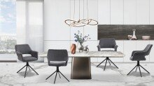 Stuhl >ELEONORE< (2er-Set) in grau aus Webstoff - 57x84x61cm (BxHxT)