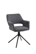 Stuhl >ELEONORE< (2er-Set) in grau aus Webstoff -...