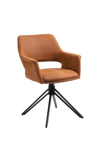 Stuhl >ESTELLE< (2er-Set) in braun aus Microfaser - 57x84x61cm (BxHxT)